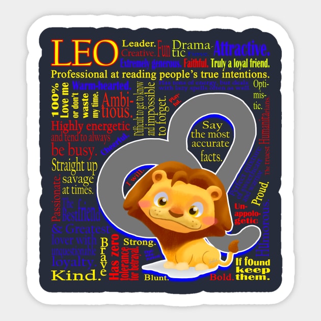 Leo Symbol Personality Traits cute Zodiac Sign T-Shirt Sticker by MaryDFairy and Friends